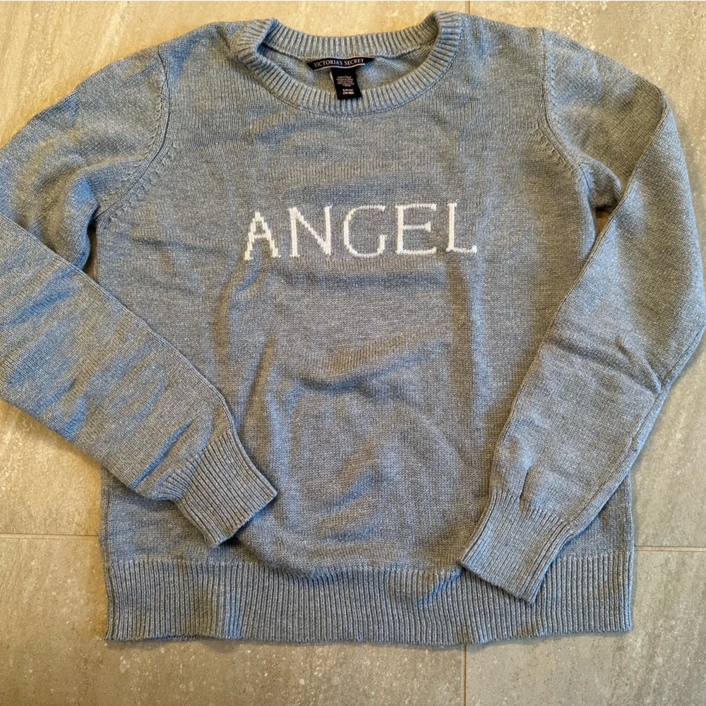 S - Victoria's Secret Gray Crewneck Sweater with 'ANGEL' Design